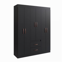 Guarda Roupa Solteiro 6 Portas 2 Gavetas Sidney Doripel – Preto