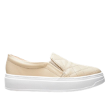 Slip On Beira Rio Casual Matelassê Feminino – Creme+Branco