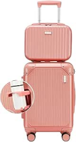 Vincs Mala de Viagem 10kg Expansível ANAC com 4 Rodas Duplas 360° Rosa com Porta Copo, Cadeado AntiFurto, Resistente a Arranhões